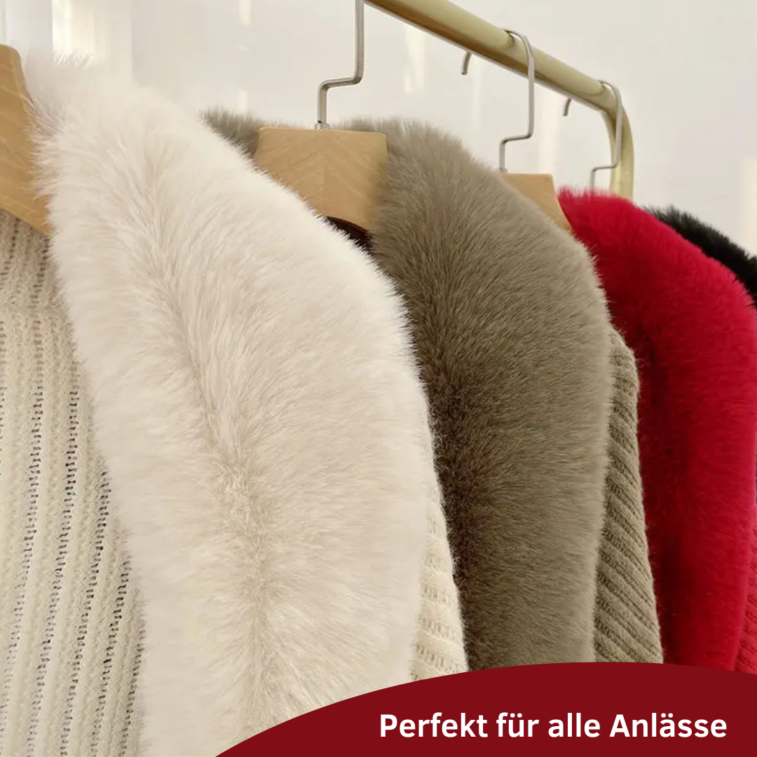 LuxeLoom™ Winter-Strickschal mit Kunstpelz